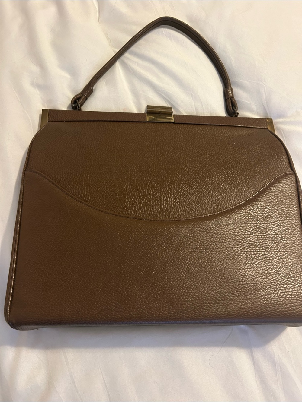 VINTAGE 40’s Classic Brown Structured Top-Handle Women's leather bag